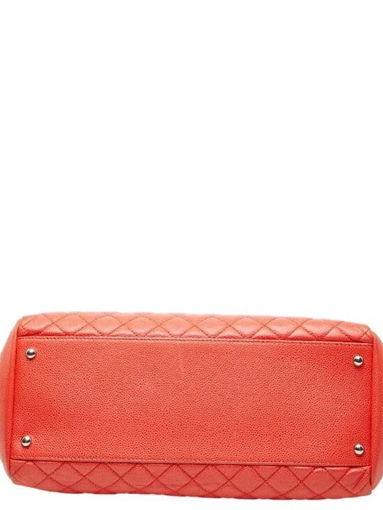 Chanel Quilted Chain Shoulder Bag Orange Caviar Leather - Picture 3 of 10